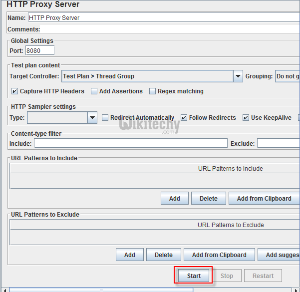  configuration of http proxy server